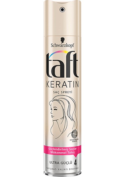 4 Adet Taft Saç Spreyi 250 ml No 3 Keratin Ultra Güçlü