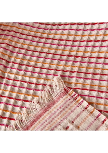 Soft Waffle Koltuk Şalı - Ekru / Bordo - 120X170 cm modelleri