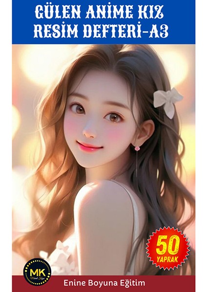 Gülen Anime Kız Resim Defteri (Büyük Boy)
