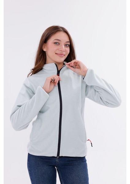 Kadın Slim Fit Tam Fermuarlı Polar Ceket