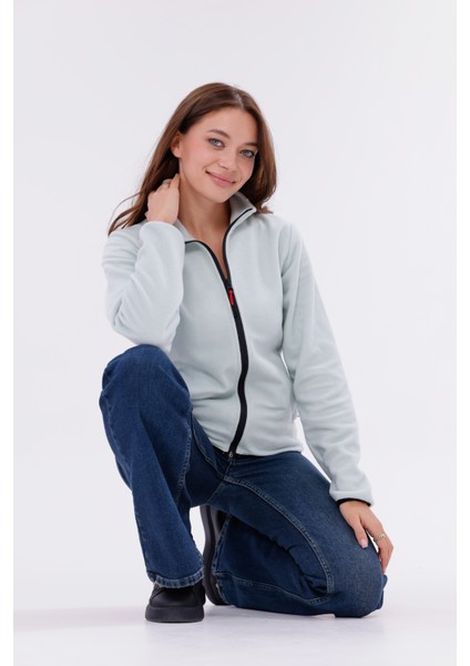 Kadın Slim Fit Tam Fermuarlı Polar Ceket