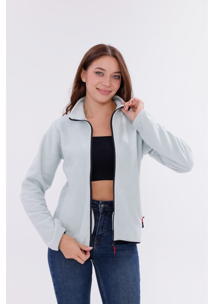 Kadın Slim Fit Tam Fermuarlı Polar Ceket
