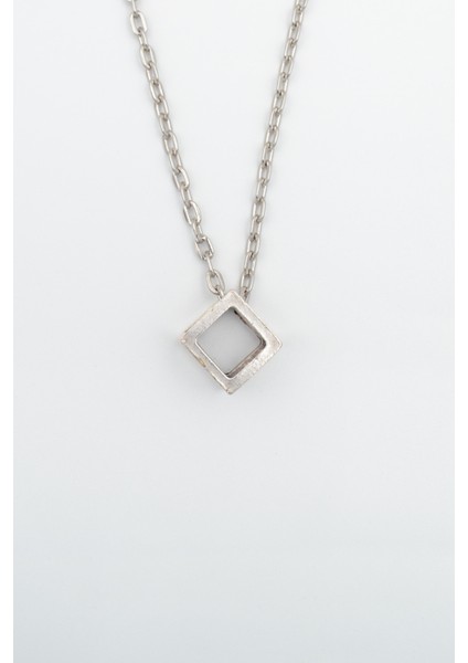 Küp Gümüş Kaplama Düz Zincir Kolye