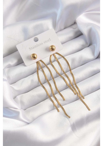 Bfs 316L Çelik Altın Renk Italyan Model Topçuk Küpe