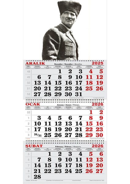 2026 Yılı Gemici Takvimi ---Atatürk Kalpaklı Komutan