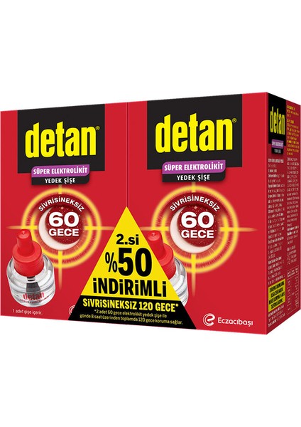 2 Adet Detan Elektro Likit Sinekkovar Yedek 60 Gece 2.si %50 Indirimli fiyatları