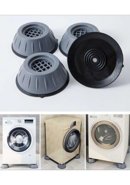 Gürültü Engelleyici ve Kaymaz Titreşim Önleyici Kauçuk Ayak Pedleri Çamaşır Makinesi Stoper 4'lü Set