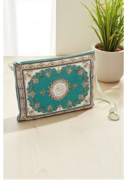 Çeyizlik Kadife Orta Boy Kuran Çantası – Fermuarlı Askılı