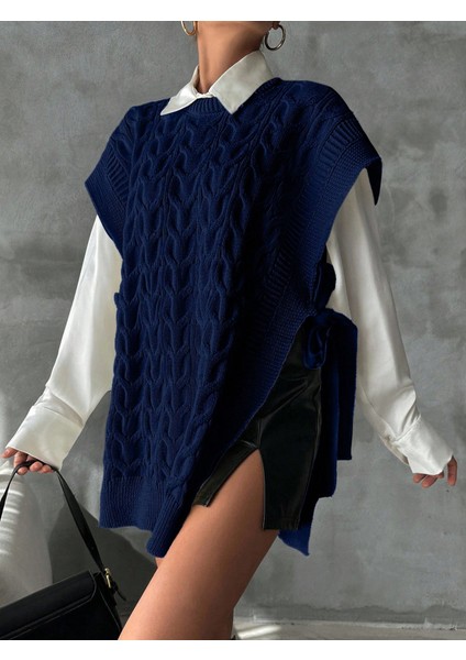 Kadınlar Için Şık Düz Renkli Dik Yaka Yelek - Ayarlanabilir Bağcıklı Ilkbahar Yaz Sonbahar Günlük