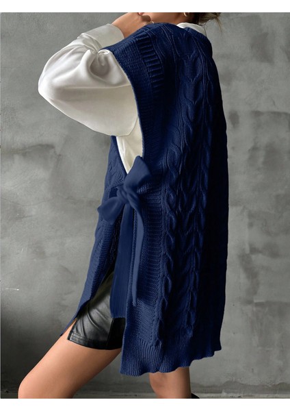 Kadınlar Için Şık Düz Renkli Dik Yaka Yelek - Ayarlanabilir Bağcıklı Ilkbahar Yaz Sonbahar Günlük modelleri