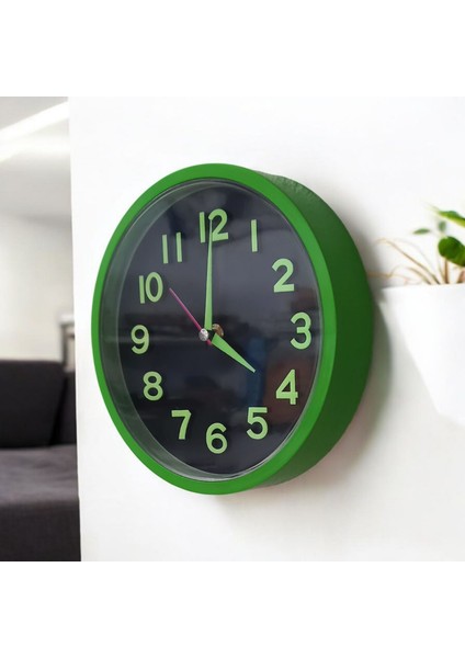Fosforlu Kabartma Rakam Yeşil Siyah Küçük Duvar Saati Çap 22 cm fiyatları