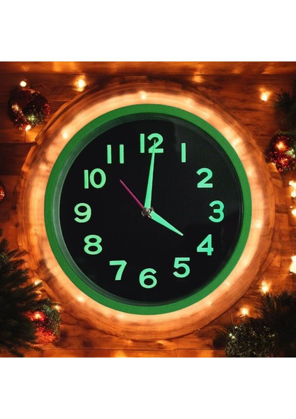 Fosforlu Kabartma Rakam Yeşil Siyah Küçük Duvar Saati Çap 22 cm indirimleri