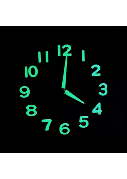 Fosforlu Kabartma Rakam Yeşil Siyah Küçük Duvar Saati Çap 22 cm