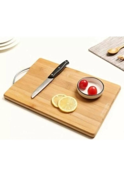 Bambu Metal Saplı Ekmek Kesme Tahtası 30X20X1,8 cm ROYALEKS-67459