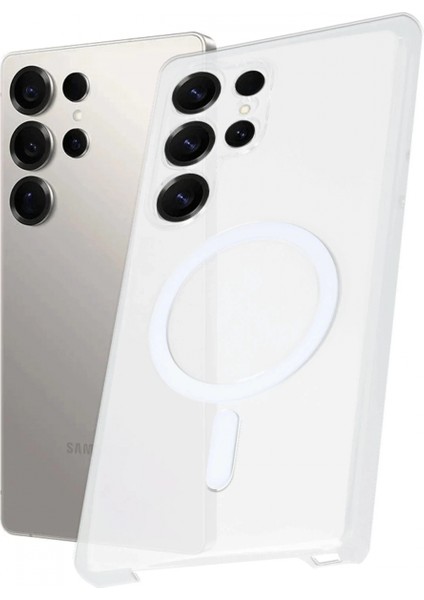 Samsung Galaxy S23 Ultra Kılıf Pc Zara Magsafe Şeffaf Kılıf - Şeffaf
