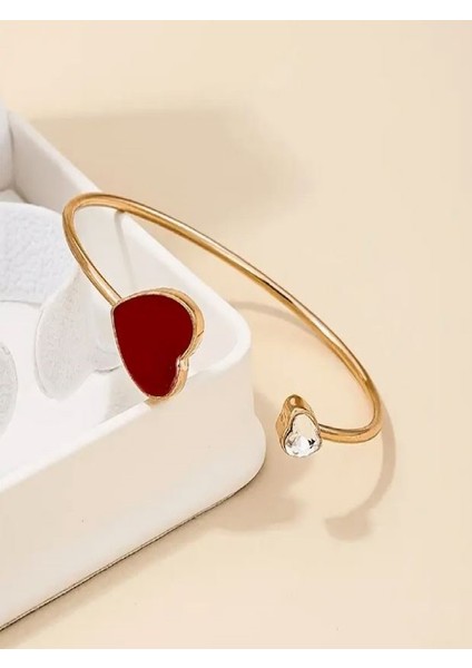 14K Altın Kaplama Kalpli Bilezik