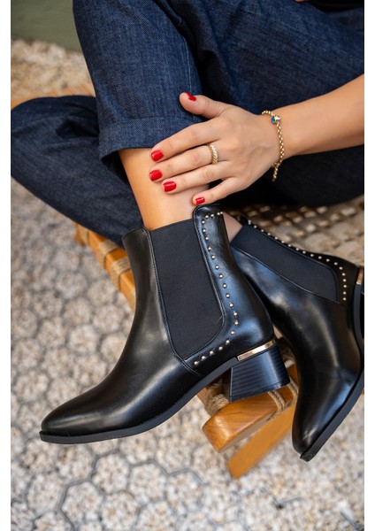 Rachel Siyah Troklu Hakiki Deri Bot fiyatları