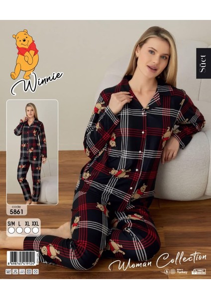 Süet Düğmeli Kadın Pijama Takımı 5861