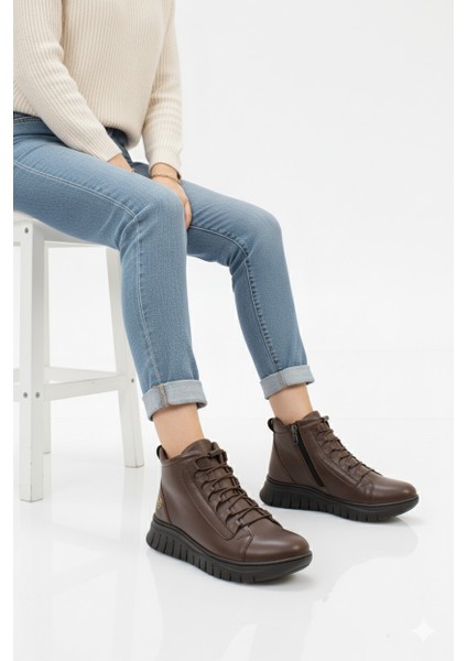 Kadın Düz Taban Günlük Fermuarlı Ortopedik Yumuşak Hakiki Deri Spor Tarz Bot BD25/KB2604 fiyatları