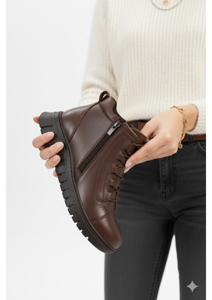 Kadın Düz Taban Günlük Fermuarlı Ortopedik Yumuşak Hakiki Deri Spor Tarz Bot BD25/KB2604 fırsatları