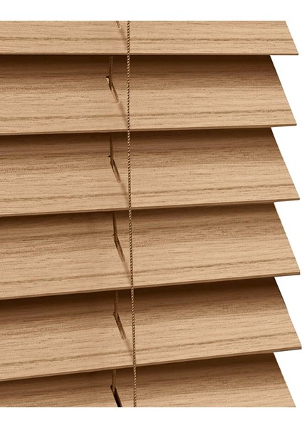 Wooden Blinds %100 Doğal Ahşap Jaluzi Perde 50MM,ALÜMINYUM Kasalı - Cappuccino Meşe Kurdelasız