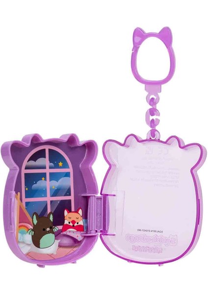 Squishmallows Squish-A-Longs Klipsli Çanta Süsü ve 3 Figür + Yüzük Sürpriz Paket S1 - Mor Inek Bubba modelleri