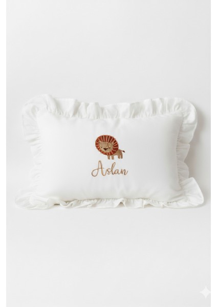 Aslan Nakış Isme Özel 6'lı Müslin Yenidoğan Set %100 Pamuk Tulum Battaniye Puset Örtü Yastık Eldivn