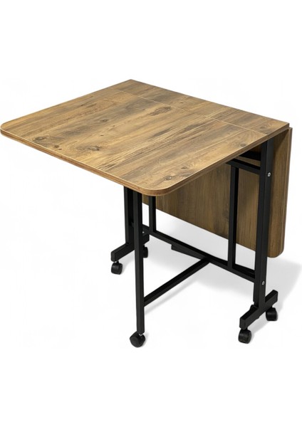 Demaz Serisi 1.sınıf 70x110 Hazar Desen Açılabilir Katlanabilir Tekerlekli Masa Yemek Masası Siyah Metal Ayak modelleri