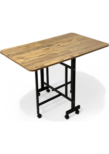 Demaz Serisi 1.sınıf 70x110 Hazar Desen Açılabilir Katlanabilir Tekerlekli Masa Yemek Masası Siyah Metal Ayak fırsatları