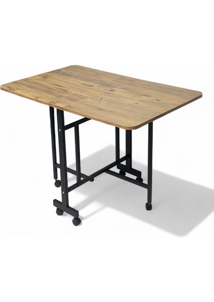Demaz Serisi 1.sınıf 70x110 Hazar Desen Açılabilir Katlanabilir Tekerlekli Masa Yemek Masası Siyah Metal Ayak indirimleri