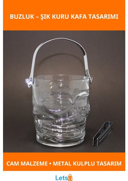 Şık Cam Kuru Kafa Buzluk 1 Adet