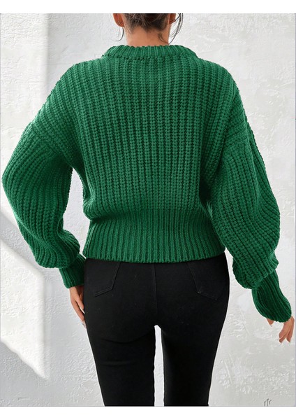 Kadın Kalın Örgü Balon Kol Triko Kazak fiyatları