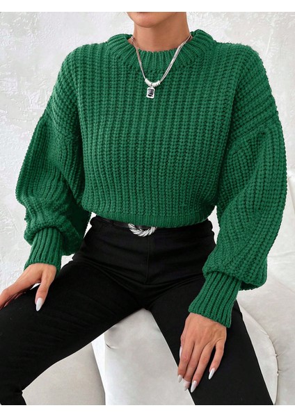 Kadın Kalın Örgü Balon Kol Triko Kazak indirimleri