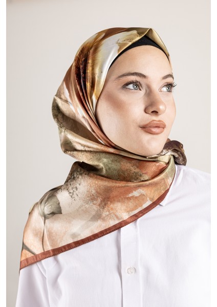 Dijital Kristal Desenli Eşarp 95x95 – Pastel Desen-4