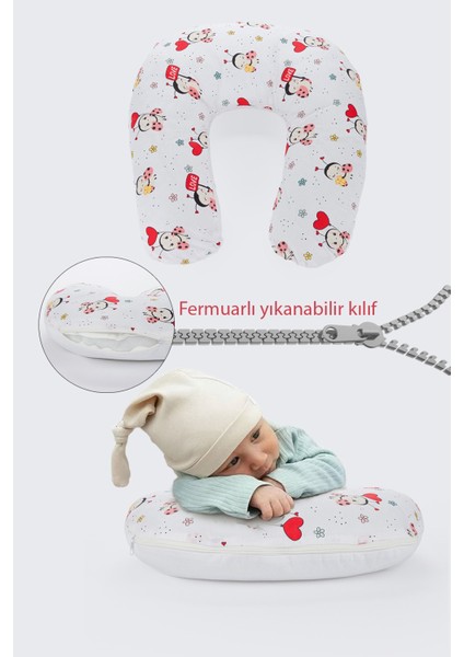 Ergonomik Destekli Bebek Emzirme Yastığı Anne Minderi Çok Amaçlı Mama Yastığı Fermuarlı Yıkanabilir