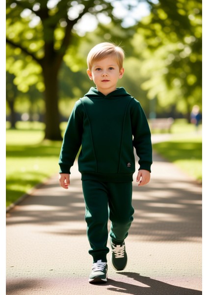 Erkek Çocuk Kapüşonlu Sweatshirt ve Eşofman Altı Iki Parça Takım Konforlu Günlük Giyim Kaliteli