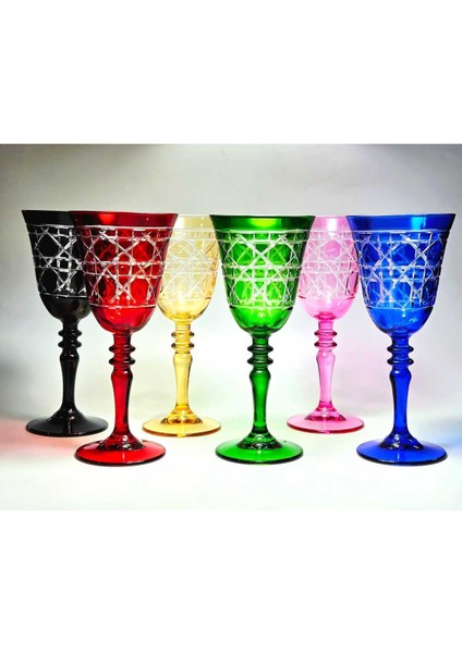 El Yapımı Kristal Dior Dekoratif Sunumluk Ayaklı Kadeh Su Bardağı Set 6'lı fiyatları