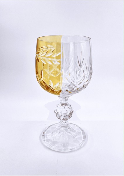 El Yapımı Kristal Bohemia Sarı Çift Renk Dekoratif Sunumluk Ayaklı Kadeh Kahve Yanı Su Bardağı fiyatları