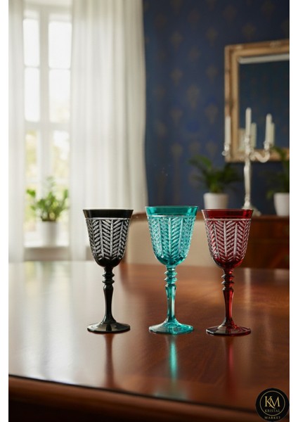 3 Parça Yaprak Desenli Ayaklı Bardak 270ML Paşabahçe