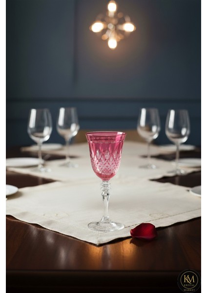 El Yapımı Kristal Damla Renkli Lüks Ayaklı Kadeh Kahve Yanı Su Bardağı