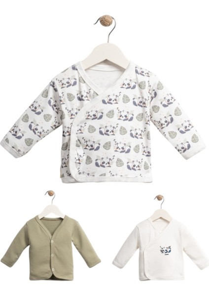 3’lü Pamuklu Bebek Zıbın Seti – Panda Desenli fırsatları