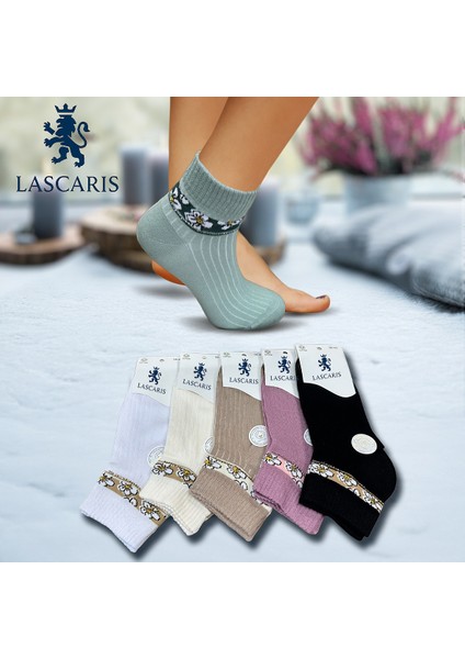 Premium Kadın 12’li Taş Işlemeli Çiçek Desenli Soket Çorap Seti