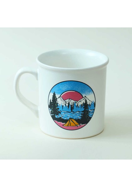 Kamp ve Dağ Desenli Beyaz Seramik Kupa modelleri