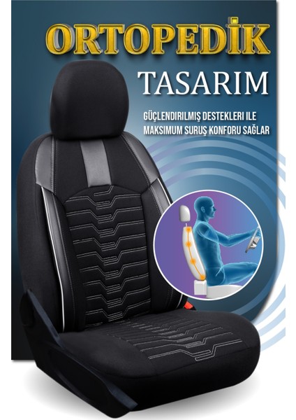 Honda Crx Deri Detaylı Oto Koltuk Kılıfı Ön Arka Takım Platinium Seri Siyah Beyaz Scr