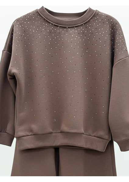 Kız Çocuk 3 Iplik Taş Detaylı Alt-Üst Takım 4-12 Yaş 12346 fiyatları