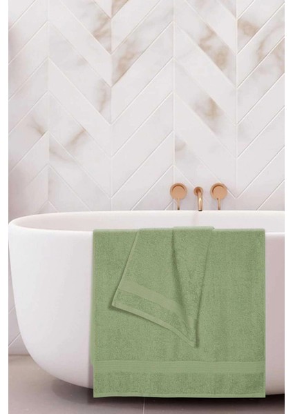 2 Li Banyo Havlu Takımı &AMP;#37;100 Pamuklu Dry Yeşil