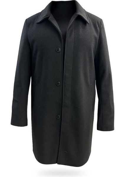 Erkek Antrasit Uzun Gömlek Yaka Palto & Kaşe Kaban