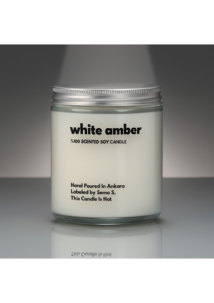 : White Amber : Cam Kavanozda Kokulu %100 Soya Mum (Amber, Sedir Ağacı, Musk, Sandal Ağacı) fiyatları
