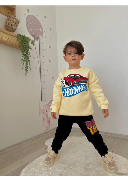 Çizgi Karakter Detaylı 3 Ip Şardonlu Kışlık Erkek Çocuk Alt Üst Takım fiyatları