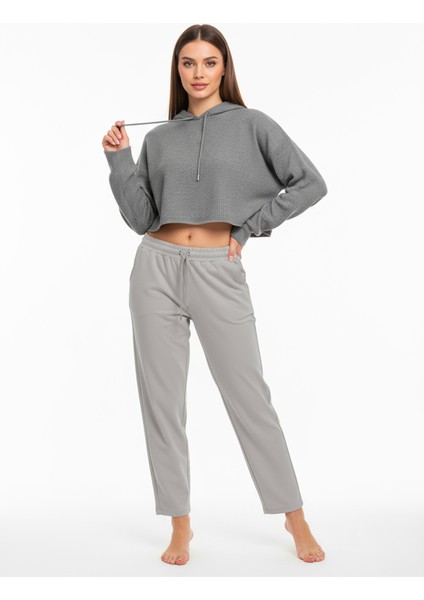 Düz Paça Eşofman Altı Gri 3011